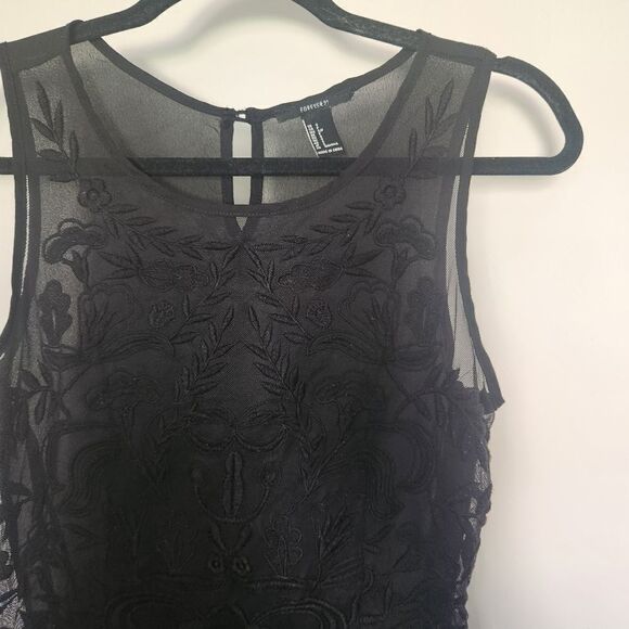 Forever 21 Womens Juniors Sheer Sleeveless Embroidered Blouse Size Small - Picture 5 of 6
